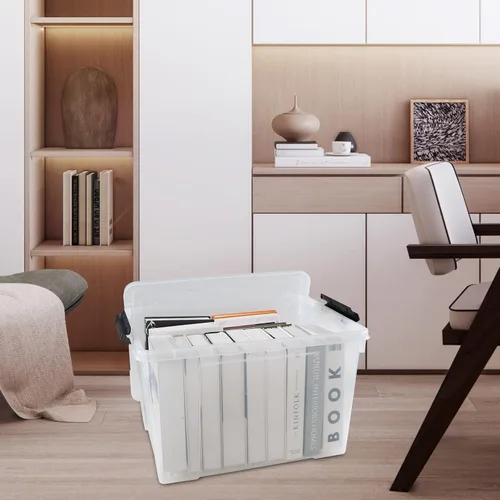 Vista 7 de Drephia - Paquete de 4 contenedores de almacenamiento de plástico transparente con tapa y ruedas, 50 L