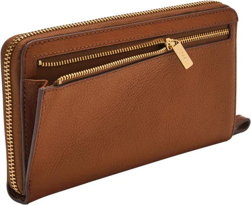 Vista 4 de Fossil Women's Liza Leather Wallet Zip Around Clutch with Wristlet Strap, Black (Model SL7878G001)