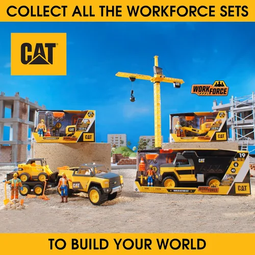 Vista 4 de Cat Workforce Bulldozer - Juego de acción de 23 piezas de construcción con figura articulada de 4 pulgadas, compuesto y moldes que no se secan