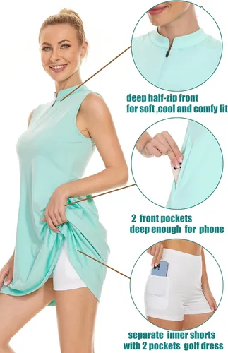 Vista 3 de HARTPOR Women Athletic Dress with Shorts Sleeveless Golf Tennis Dress with Pockets