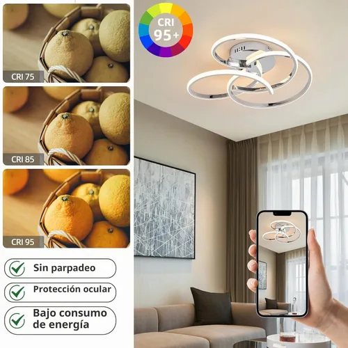Vista 4 de CANEOE Lámpara de Techo LED Moderna, 42W Regulable Lámpara de Techo Empotrada con Control Remoto, Lámpara de Techo LED de Montaje Empotrado
