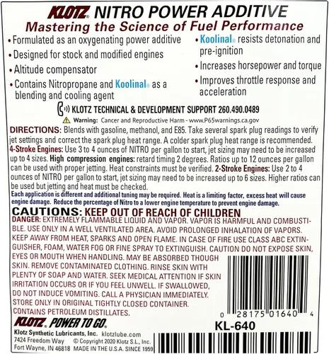 Vista 3 de Klotz Aditivo de Combustible Nitro Power con Koolinal™, Tratamiento para Gasolina – KL-640
