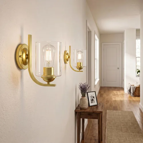 Vista 7 de Phaosio Apliques de pared dorados para baño, lámparas modernas de tocador