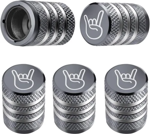 Vista 43 de Tapones para vástago de válvula de neumático, paquete de 5, tapa de aire de neumático N2, metal nitrógeno con forro de plástico, resistente a
