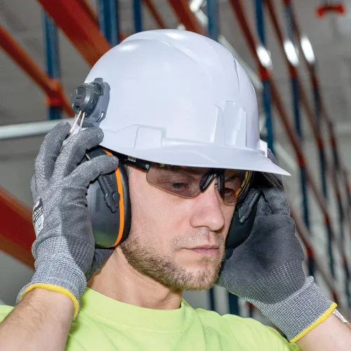 Vista 9 de Klein Tools 60532 orejeras con tapa y accesorio para casco de seguridad, 26dB NRR para construcción, fabricación, mantenimiento