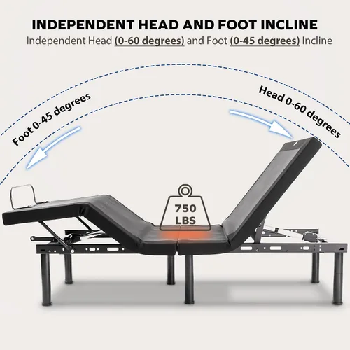 Vista 2 de MLILY EGOHOME - Base de cama ajustable individual XL con patas ajustables, base de cama eléctrica plegable de metal con control remoto inalámbrico