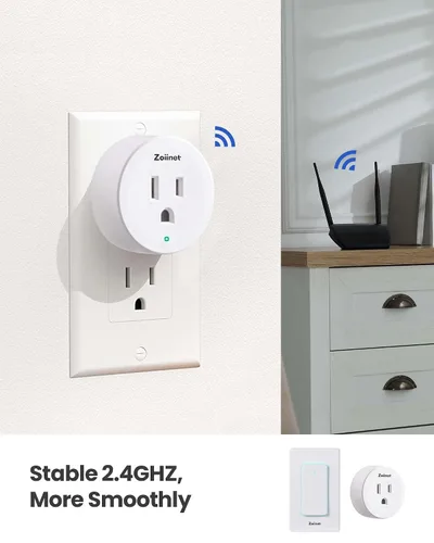 Vista 7 de Zoiinet Interruptor de enchufe inteligente, interruptor de tiempo para tomacorriente WiFi de 2.4G, compatible con Alexa, Google Home, Smart Life