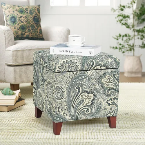 Vista 10 de Adeco Otomán Cubo de Piel Sintética Blanca de 18 Pulgadas de Alto con Almacenamiento, Taburetes Reposapiés de Silla de Terciopelo en Relieve 3D