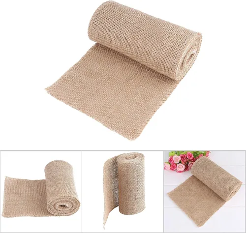 Vista 8 de Akozon Cinta de tela de yute de 10 pies, cintas de arpillera para manualidades de bricolaje, envolver regalos, fiestas, vacaciones y decoración