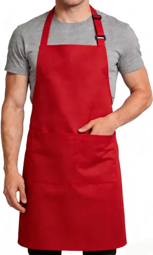 Vista 8 de Delantal de chef grande para hombres y mujeres, delantales de cocina con 2 bolsillos grandes, resistentes al agua y al aceite