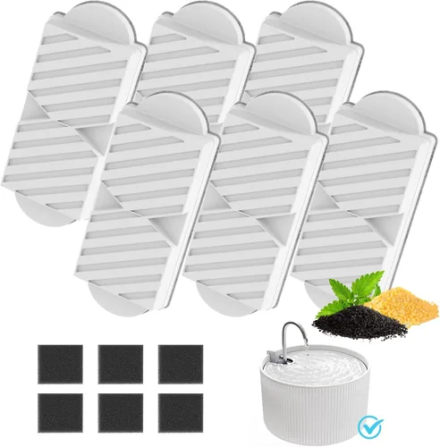 Vista 11 de Fuente de agua de cerámica para gatos, fuente de agua para mascotas con 3 filtros de carbono y 2 bombas de agua, dispensador automático de agua