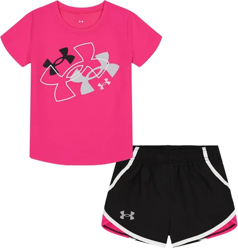 Vista 22 de Under Armour Conjunto de camiseta y pantalones cortos de manga corta de 2 piezas para niña Soft Fabric for Everyday Comfort, Breathable, Lightweight