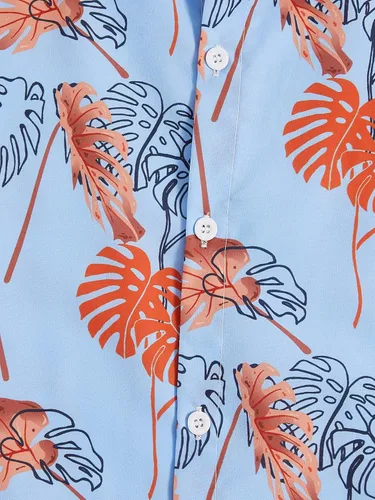 Vista 5 de OYOANGLE Men's 2 Piece Outfits Casual Printed Short Sleeve Button Down Shirt and Shorts Sets