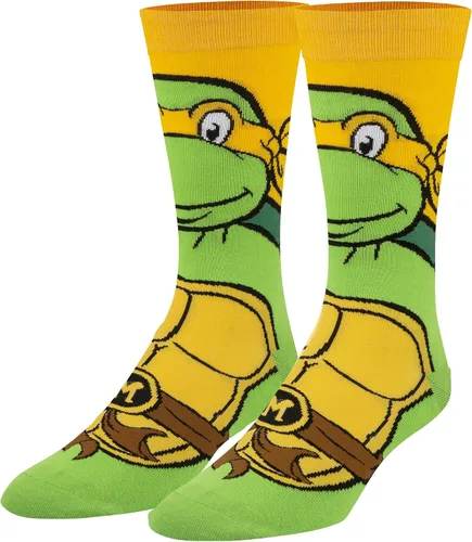 Vista 2 de Odd Sox, Nickelodeon TMNT - Calcetines de dibujos animados, Michelangelo, divertidos y novedosos para hombre, talla L