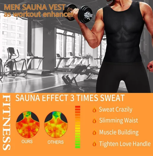 Vista 2 de Chaleco de sudoración para sauna, camiseta deportiva de tirantes para entrenamiento, faja de cintura para hombres, chaleco de compresión