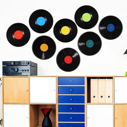 Vista 7 de MAGICLULU Discos de vinilo para decoración de pared de 8.66 pulgadas, decoración de discos retro para el hogar, dormitorio, sala de estar, estudio