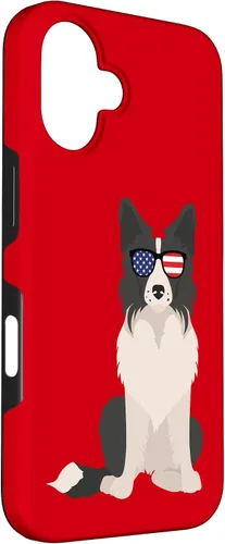 Vista 3 de Border Collie July 4th Patriotic American Sunglasses Dog Case for iPhone 16