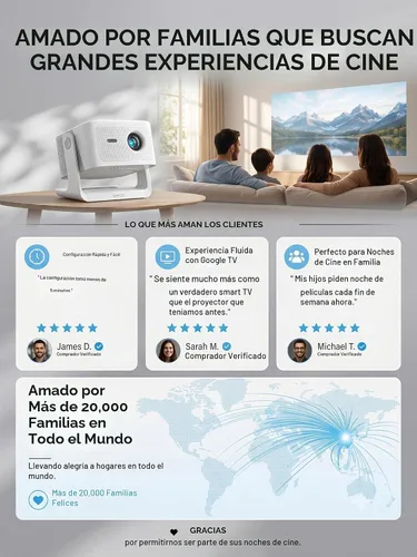Vista 2 de 【Google TV con Licencia Oficial】Proyector Inteligente 4K con WiFi y Bluetooth, Proyectores para Exteriores VOPLLS con Dolby
