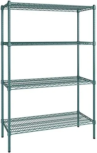 Vista 136 de Kit de 4 estantes de epoxi verde NSF de 21 x 72 pulgadas con postes de 86 pulgadas, estantería de almacenamiento resistente, kit de estantería