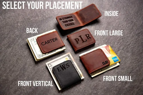 Vista 2 de Personalized Leather Magnetic Money Cash Clip The Palm Beach by Left Coast Original