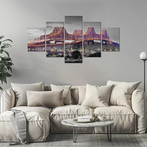Vista 2 de Cawpom Louisiana Arte de Pared en Lienzo, 60x32 pulgadas, Impresión en Lienzo, Cuadros de Nueva Orleans Decoración de Pared, Puente Crescent City