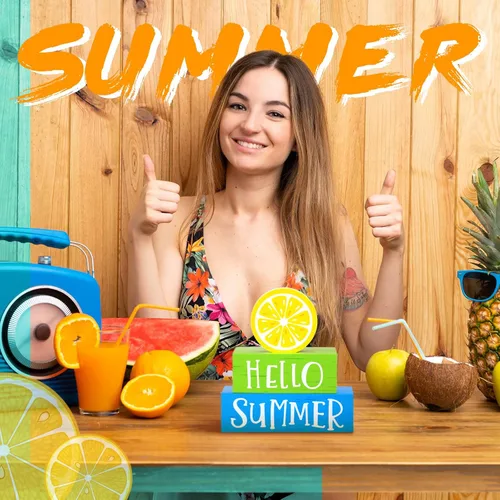 Vista 5 de Yulejo Decoración de bloque de madera de verano de 3 piezas de Hello Summer Limón, decoración de bandeja rústica con bloques decorativos para casa