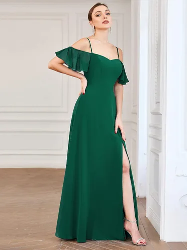 Vista 3 de Ever-Pretty Vestidos de dama de honor de gasa con mangas y hombros descubiertos para mujer 0237