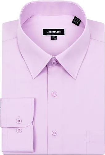 Vista 3 de Camisa de vestir para hombre, ajuste regular, manga larga, resistente a las arrugas, formal, de negocios, con botones, con bolsillo