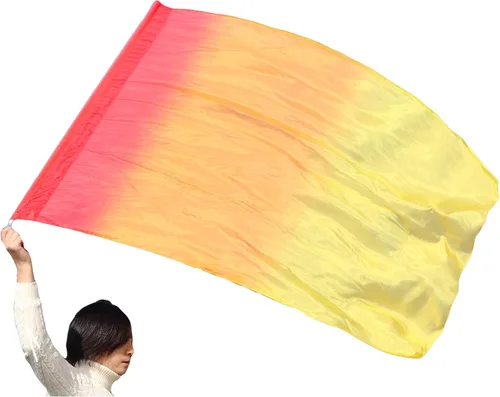 Vista 15 de Winged Sirenny Bandera de seda Poi, 50 pulgadas rectangular de seda giratoria, bandera de alabanza profética adoración adoración danza (aventura B)