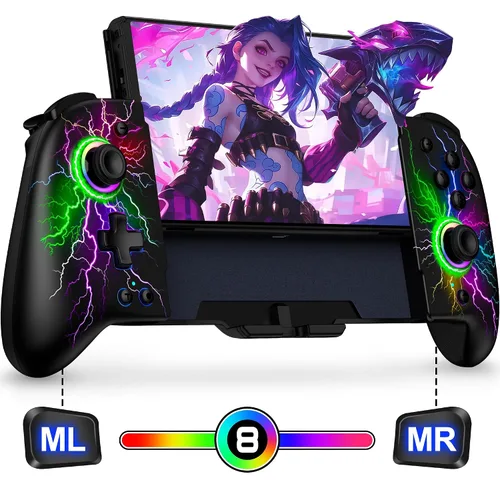 Vista 8 de NinABXY Hall Effect Joystick Controller for Nintendo Switch/OLED, Wireless One-Piece Handheld Switch Joypad - Macro, Ergonomic Grip, Turbo, Flame