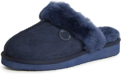 Vista 14 de Dearfoams Fireside Sydney Pantuflas anchas de piel de oveja para mujer, para interiores y exteriores