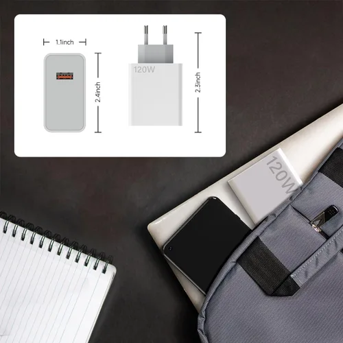 Vista 8 de 120 W 100 W 90 W cargador europeo adaptador de enchufe de viaje para xiaomi 17 15 14 13 12 14t 13t 12t 12s pro lite redmi nota K80 K70 K60 K50 11