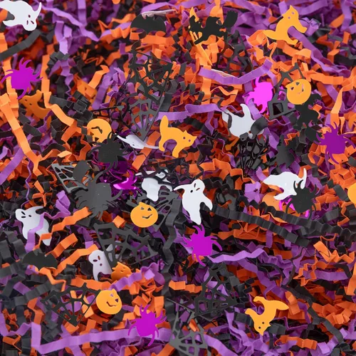 Vista 9 de CIPOWM Pasto de Pascua de Rafia Papel Triturado de Corte Rizado, Relleno de Papel Triturado de Rafia Multicolor Iridescente con Hierba Triturada