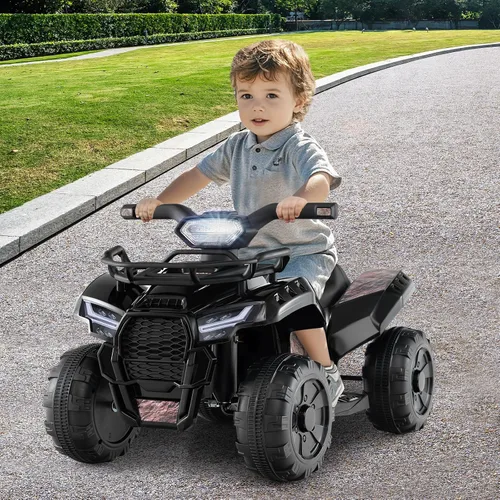 Vista 2 de Costzon Cuatrimoto para Niños, Vehículo Eléctrico de Batería de 6V Cuatro Ruedas Quad con Cesta de Almacenamiento, Faro, Bocina, Música, MP3 y USB
