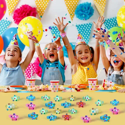 Vista 6 de SCIONE Paquete de 24 pulseras giratorias con luz LED, que brillan en la oscuridad, recuerdos de fiesta para niños de 4 a 8 a 12, juguetes de caja