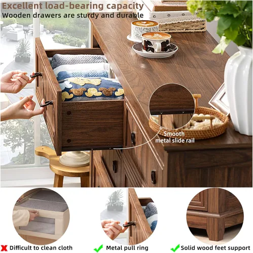 Vista 8 de Joaxswe Cómoda de 6 cajones para dormitorio, cómoda de madera de 54 Marrón