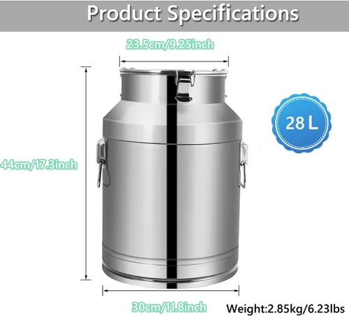 Vista 2 de Fulgutonit - Lechera de acero inoxidable de 7.4 galones (28 L)