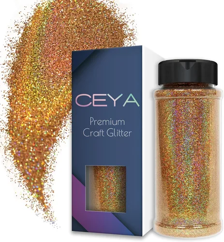 Vista 7 de Ceya - Polvo de purpurina holográfica ultra fina, 1.1 LB/17.63 OZ, color negro láser, 1/128' 0.008' 0.2mm, en masa para manualidades, resina, vasos