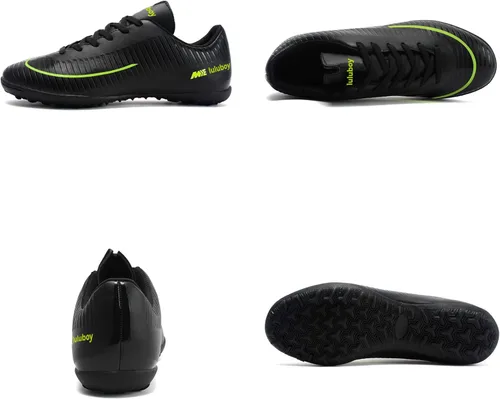Vista 2 de UYO Zapatos de fútbol de interior para hombre, tacos de fútbol bajos, con cordones, antideslizantes, para deportes, fútbol sala TF