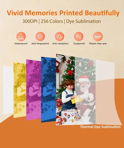 Vista 4 de HPRT CP4100 - Impresora fotográfica de 4 x 6 con 108 hojas y 2 cintas, impresión Wi-Fi por sublimación de tinte térmico a todo color, impresora