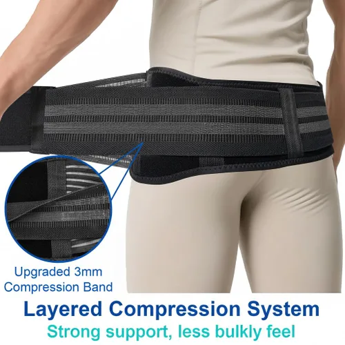 Vista 2 de SI Joint Belt para hombres – Cinturón fuerte de apoyo pélvico y de cadera con correas laterales ampliadas – Alivio del dolor sacroilíaco