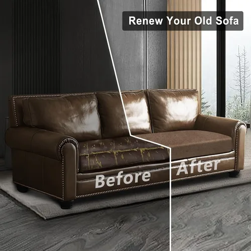 Vista 7 de ANARACHON Fundas de cojín de sofá con aspecto de cuero, juego de fundas de asiento de sofá, protector de muebles para sillón seccional, sofá biplaza