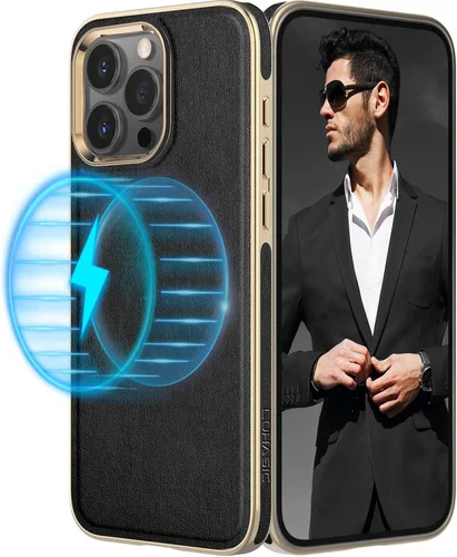 Vista 8 de LOHASIC Funda de piel para iPhone 15 Pro Max, funda magnética suave compatible con accesorios MagSafe, funda de diseño minimalista clásico i Phone