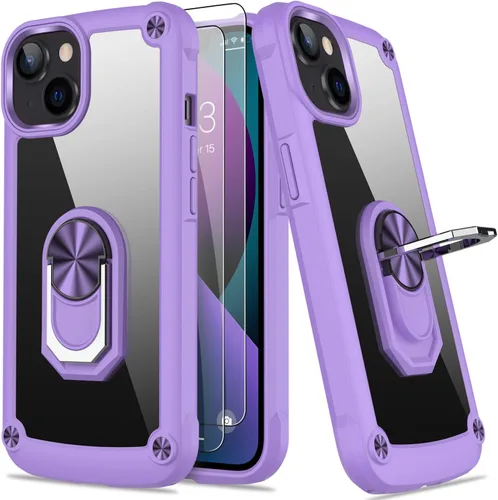 Vista 36 de Funda para iPhone 13 Pro con protector de pantalla, cristal transparente, antiamarillo, acrílico resistente, funda protectora de grado militar