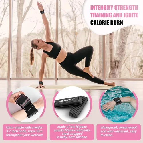 Vista 2 de Pilates - Pesas de tobillo y muñeca para mujer, juego de 2 pesas portátiles y fuertes para brazos y piernas (1 libra/2.2 libras cada una), pesas