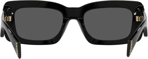 Vista 4 de Versace Lentes de sol para mujer, montura negra, lentes gris oscuro, 2.126in