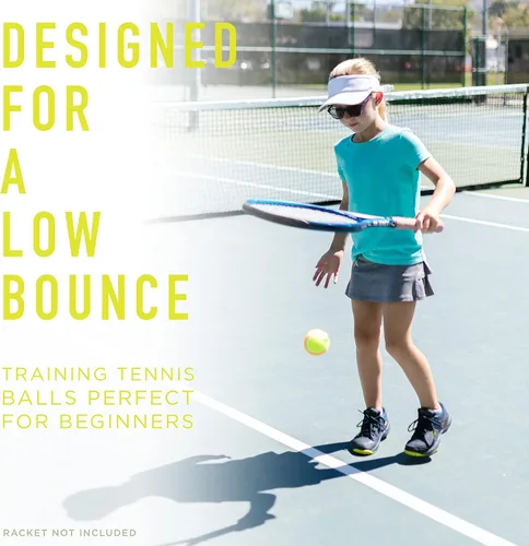 Vista 5 de Franklin Sports Pelotas de tenis para principiantes, sin presión, rebote bajo para principiantes, ideales para entrenamiento + práctica, paquete
