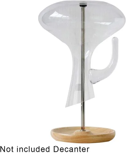 Vista 2 de Soporte de secado de decantador de vino con cabeza de silicona para evitar arañazos, estante desmontable con base de captura de goteo de madera