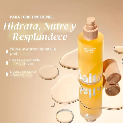 Vista 5 de Saltair Aceite corporal - Lujoso aceite Santal Bloom para después de la ducha y el baño para mujeres y hombres. Hidratante botánico, no graso, bien