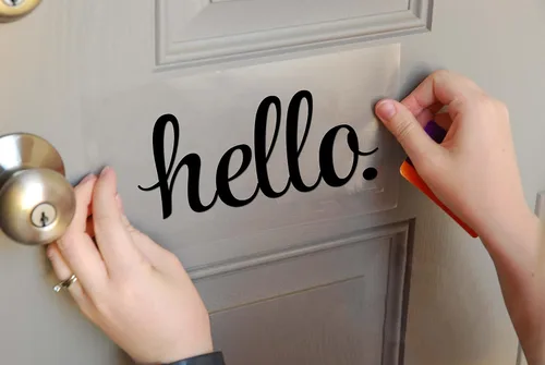 Vista 2 de Adhesivo de pared Hello para pared, calcomanía de decoración de pared, letras de vinilo para puerta delantera, decoración de casa de campo